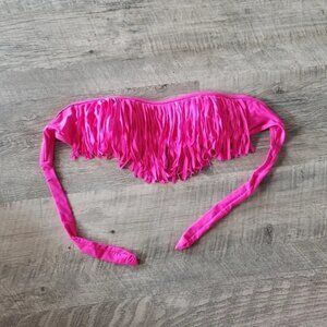 NWOT Pink Fringe Bandeau Bikini Swim Top.